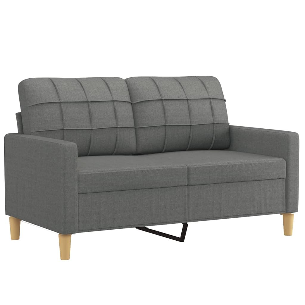 vidaXL 2 Piece Sofa Set with Pillows Dark Grey Fabric