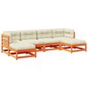 vidaXL 6 Piece Garden Sofa Set with Cushions Wax Brown Solid Wood Pine