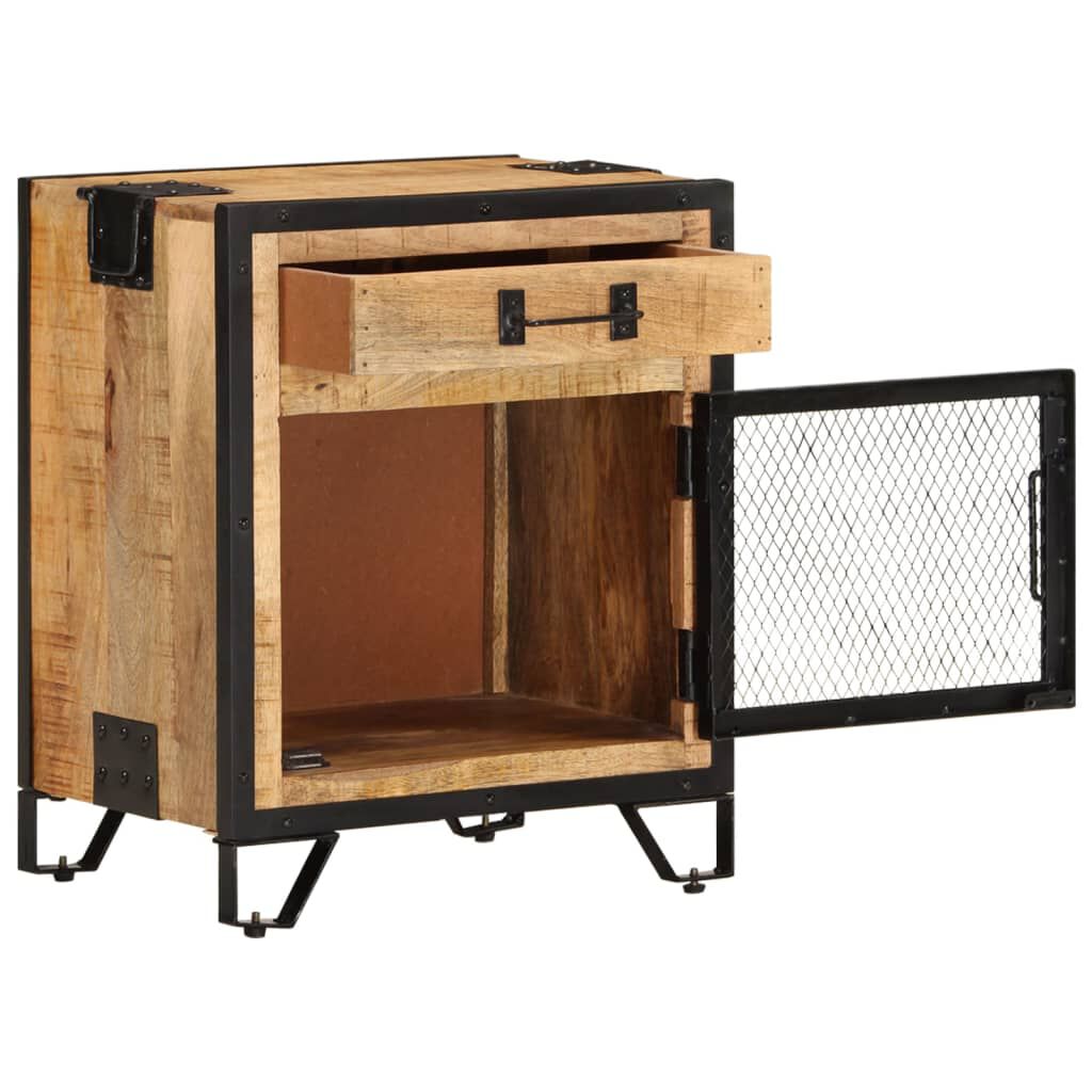 vidaXL Bedside Cabinet 43x30x51 cm Solid Rough Mango Wood