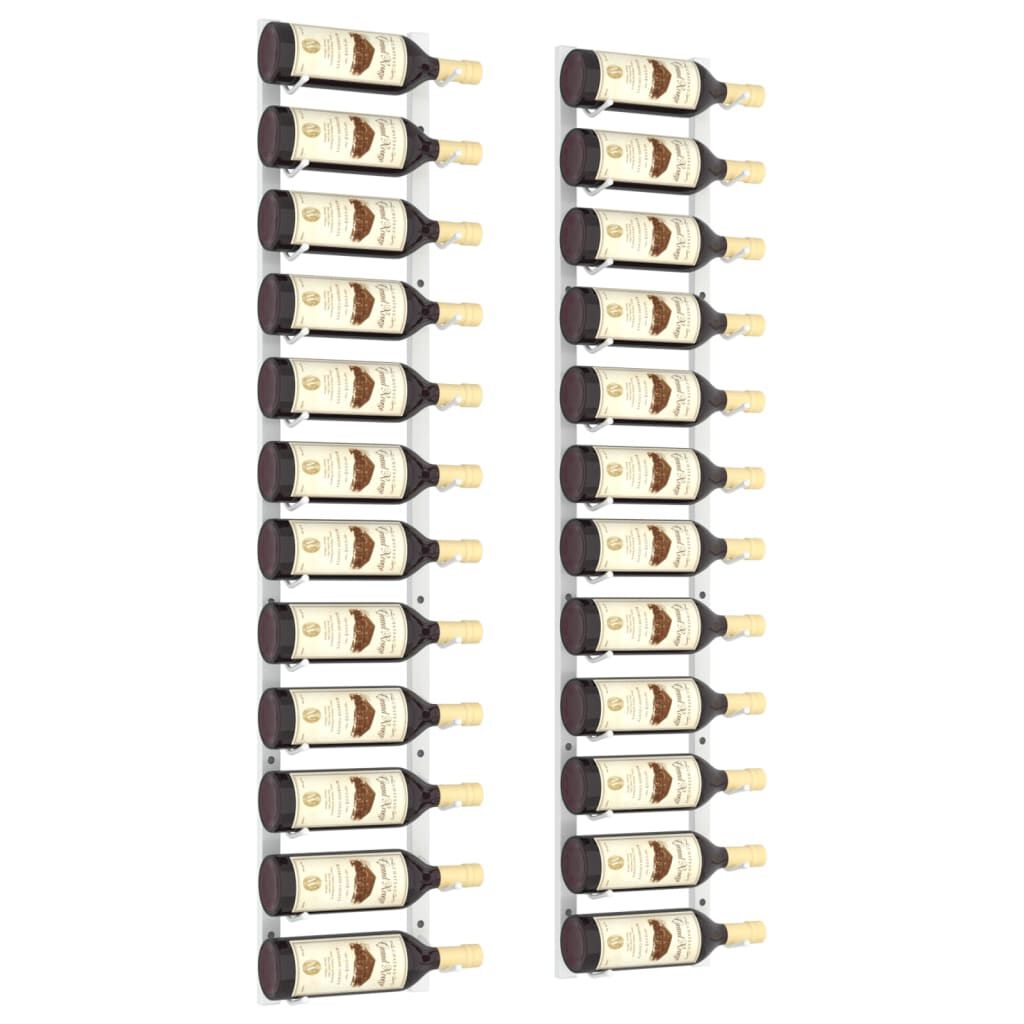 vidaXL Wall Mounted Wine Rack for 12 Bottles 2 pcs White Iron