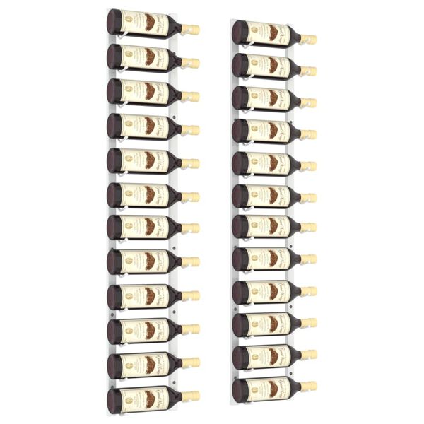 vidaXL Wall Mounted Wine Rack for 12 Bottles 2 pcs White Iron