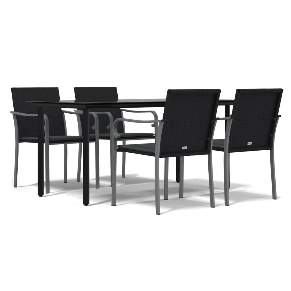 vidaXL 5 Piece Garden Dining Set with Cushions Poly Rattan and Steel