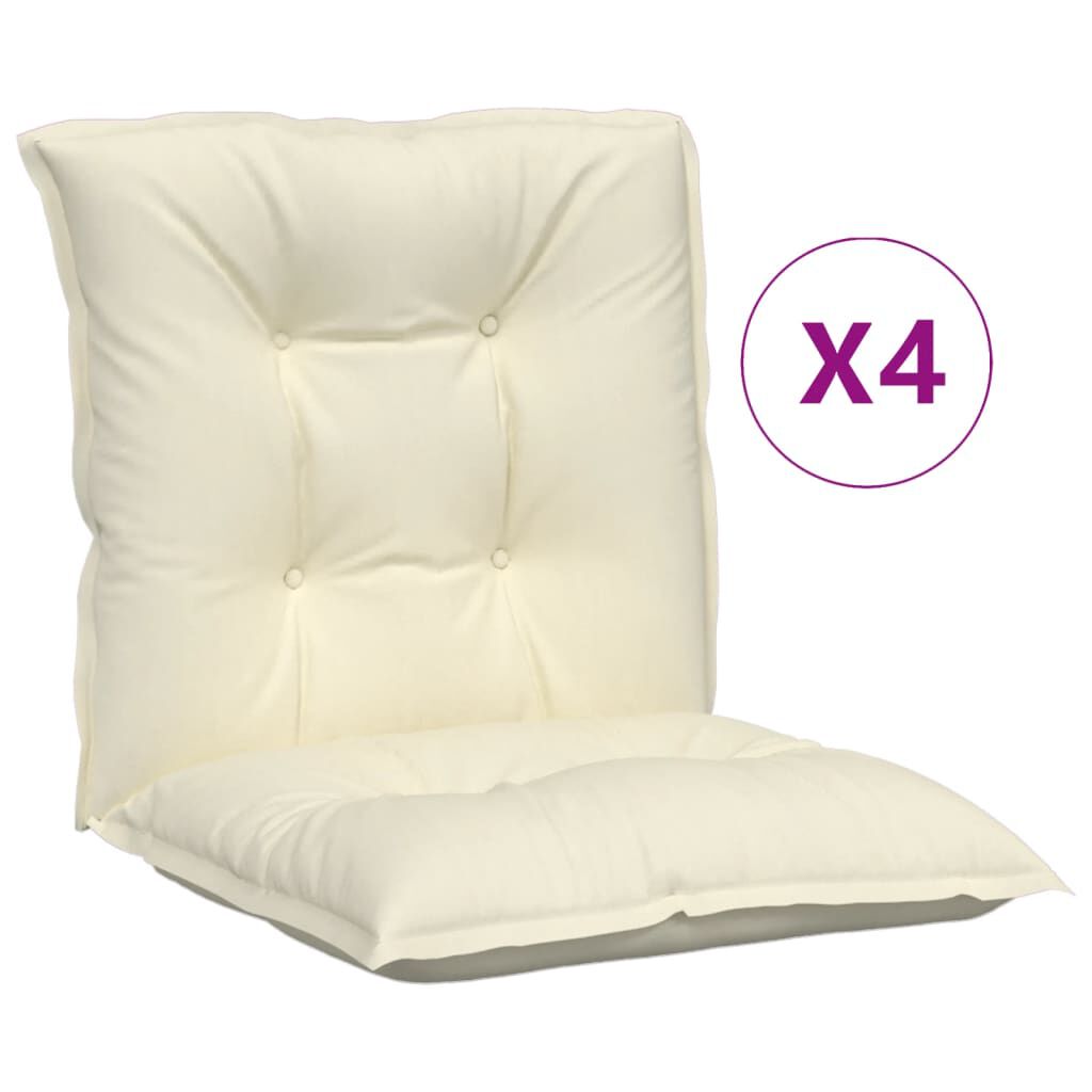 vidaXL Garden Lowback Chair Cushions 4 pcs Cream 100x50x7 cm Fabric