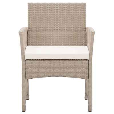vidaXL Garden Armchairs with Cushions 2 pcs Beige Poly Rattan