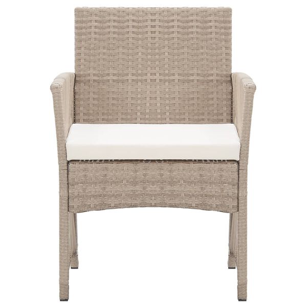 vidaXL Garden Armchairs with Cushions 2 pcs Beige Poly Rattan