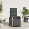 vidaXL Reclining Garden Chair with Side Table Grey Poly Rattan