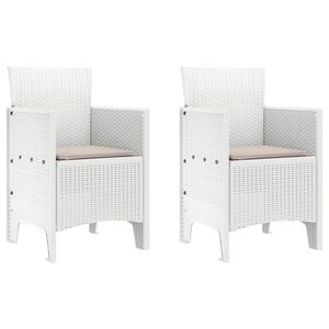 vidaXL Garden Chair 2 pcs White 53 x 49 x 85 cm PP