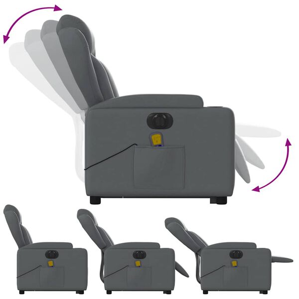 vidaXL Electric Stand up Massage Recliner Chair Grey Faux Leather