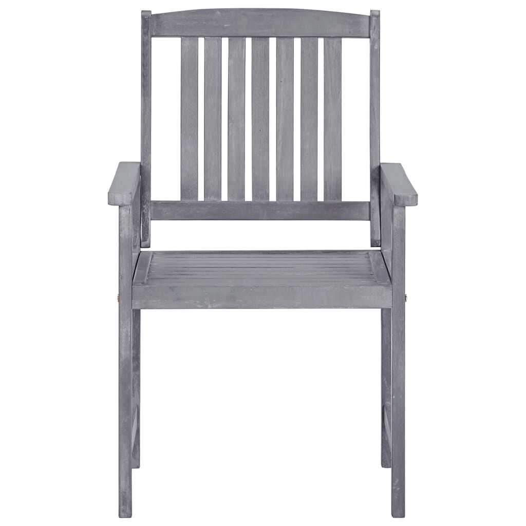 vidaXL 5 Piece Outdoor Dining Set Grey Solid Acacia Wood