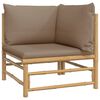 vidaXL 3 Piece Garden Lounge Set with Taupe Cushions Bamboo