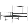 vidaXL Metal Bed Frame without Mattress with Footboard Black 100x190cm