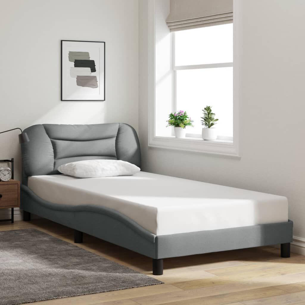 vidaXL Bed Frame without Mattress Light Grey 100x203 cm Fabric