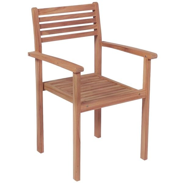 vidaXL Stackable Garden Chairs with Cushions 8 pcs Solid Teak Wood