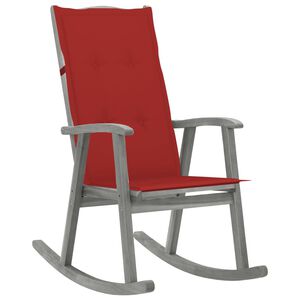 vidaXL Rocking Chair with Cushions Grey Solid Acacia Wood