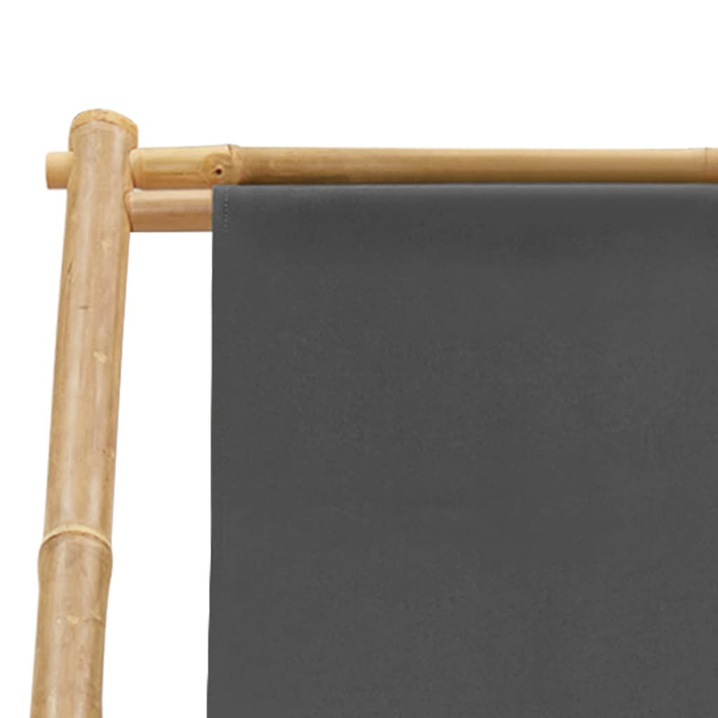 vidaXL Deck Chair Bamboo and Canvas Dark Grey