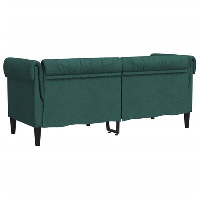 vidaXL Chesterfield Sofa 2-Seater Dark Green Fabric