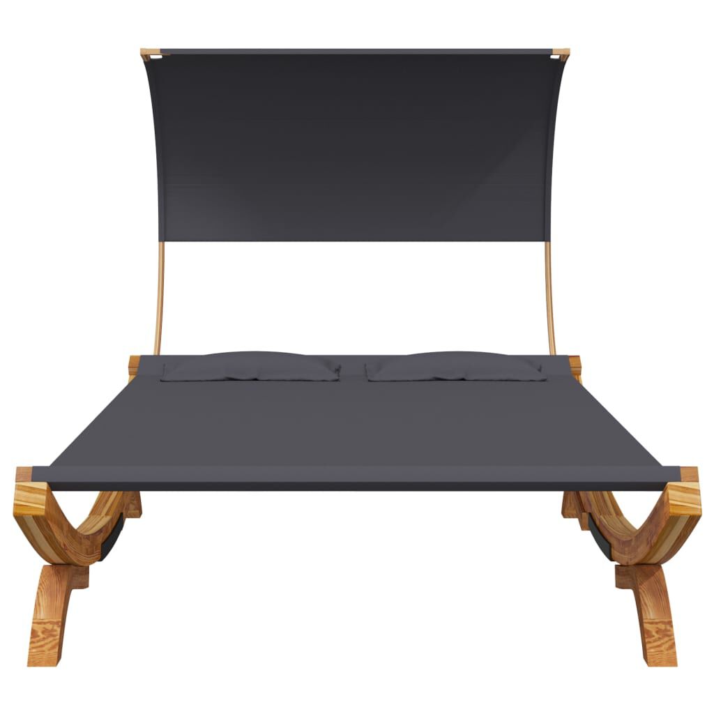 vidaXL Outdoor Lounge Bed with Canopy 165x203x126cm Solid Bent Wood Anthracite