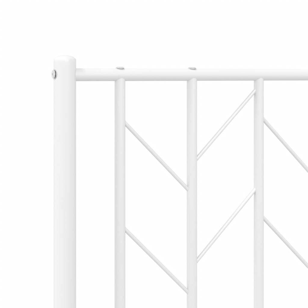vidaXL Metal Bed Frame without Mattress with Headboard White 150x200cm