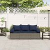 vidaXL Garden Sofa with Cushions 3-Seater Grey Poly Rattan