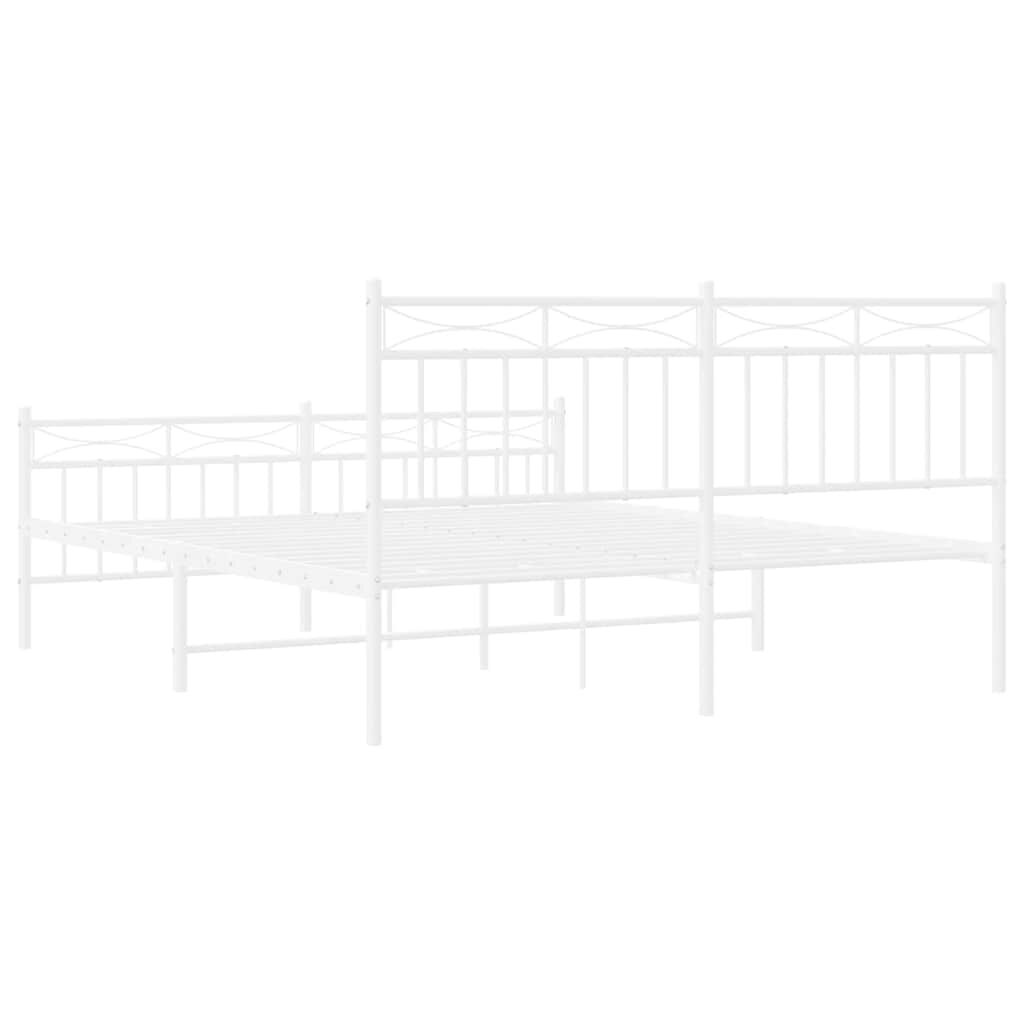 vidaXL Metal Bed Frame without Mattress with Footboard White 150x200cm