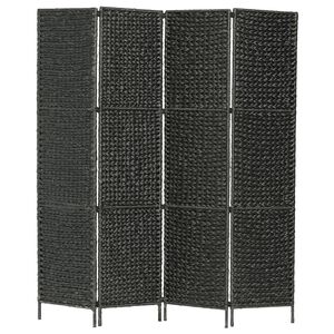 vidaXL 4-Panel Room Divider Black 154x160 cm Water Hyacinth