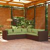 vidaXL 5 Piece Garden Lounge Set with Cushions Poly Rattan Brown
