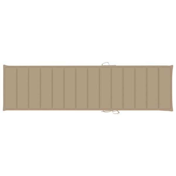 vidaXL Sun Lounger with Beige Cushion Solid Teak Wood