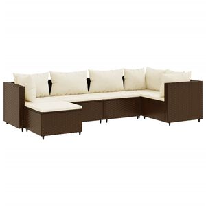 vidaXL 6 Piece Garden Lounge Set with Cushions Brown Poly Rattan
