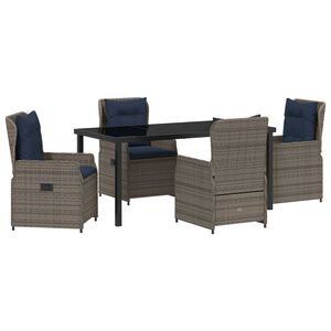 vidaXL Garden Dining Set 5 pcs Grey Poly rattan