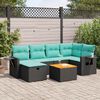 vidaXL 7 Piece Garden Sofa Set with Cushions Black Poly Rattan