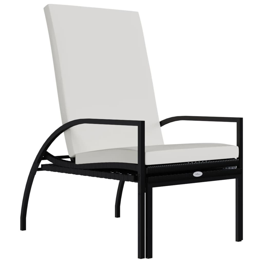 vidaXL Sun Loungers 2 pcs with Footrest PE Rattan Black