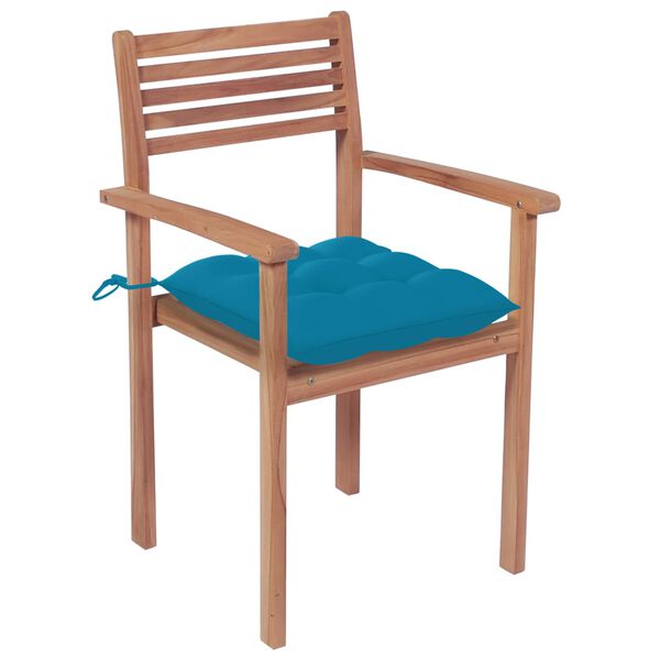 vidaXL Garden Chairs 2 pcs with Light Blue Cushions Solid Teak Wood