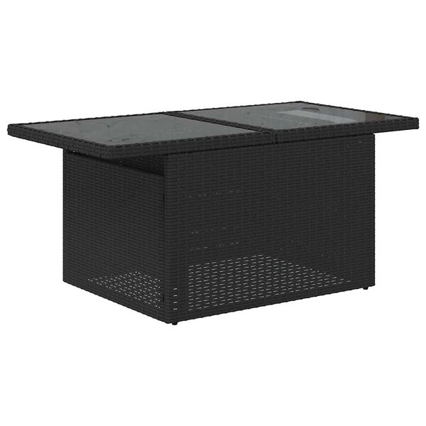 vidaXL 7 Piece Garden Sofa Set with Cushions Black Poly Rattan