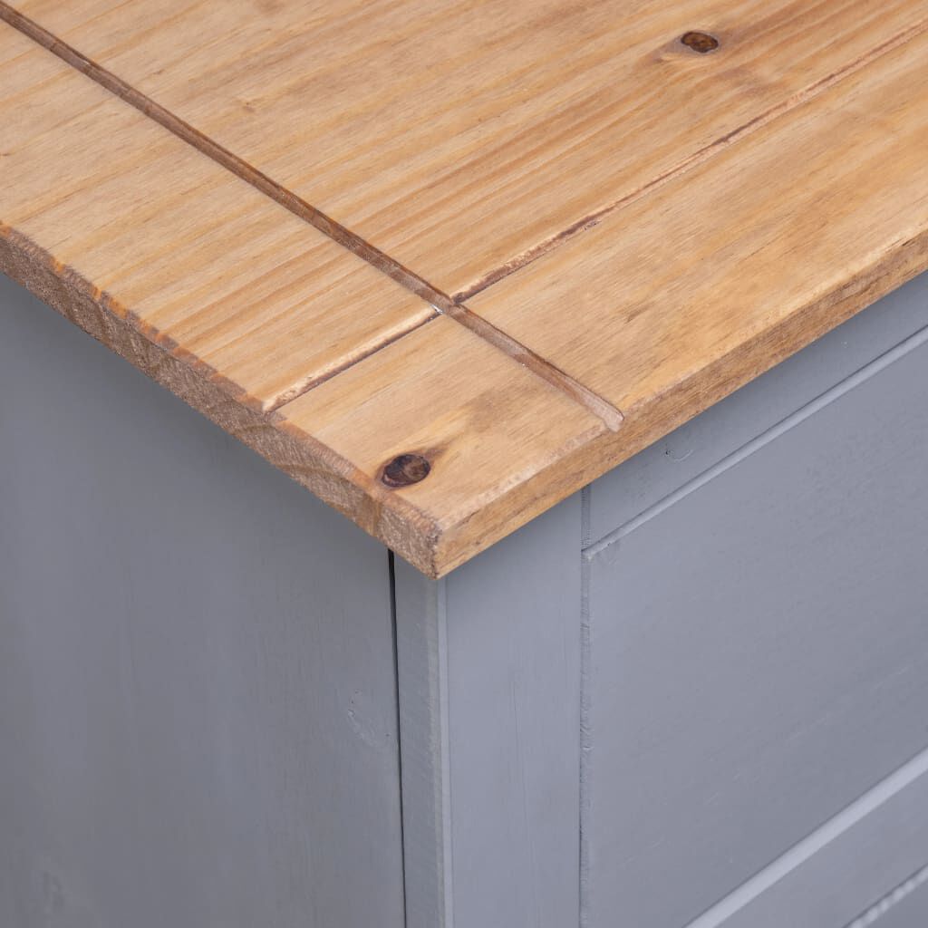vidaXL Sideboard Grey 93x40x80 cm Solid Pinewood Panama Range