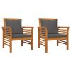 vidaXL Sofa Chairs with Dark Grey Cushions 2 pcs Solid Wood Acacia