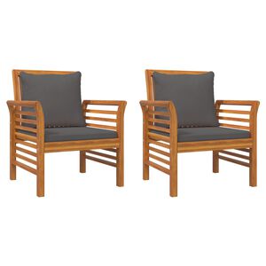 vidaXL Sofa Chairs with Dark Grey Cushions 2 pcs Solid Wood Acacia