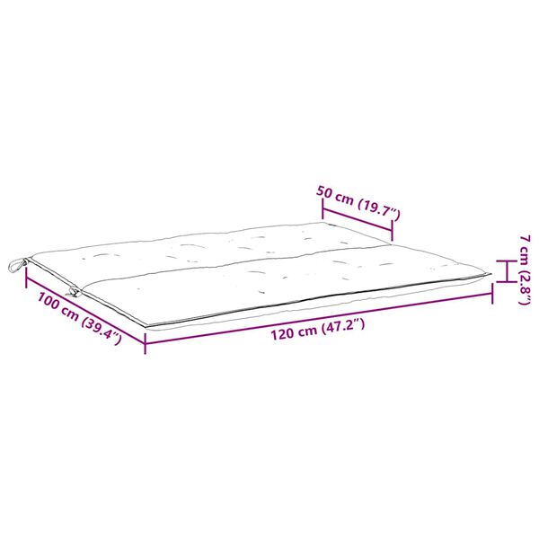 vidaXL Garden Bench Cushion Black 120x(50+50)x7cm Oxford Fabric