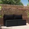 vidaXL Garden Middle Sofas with Cushions 2 pcs Black Poly Rattan