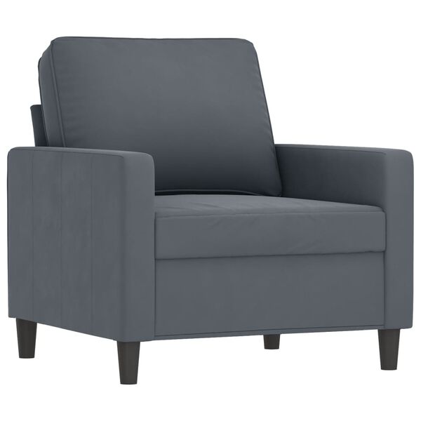 vidaXL 3 Piece Sofa Set with Pillows Dark Grey Velvet