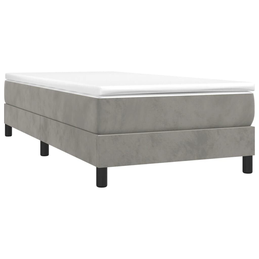 vidaXL Box Spring Bed with Mattress Light Grey 100x190 cm Twin Velvet