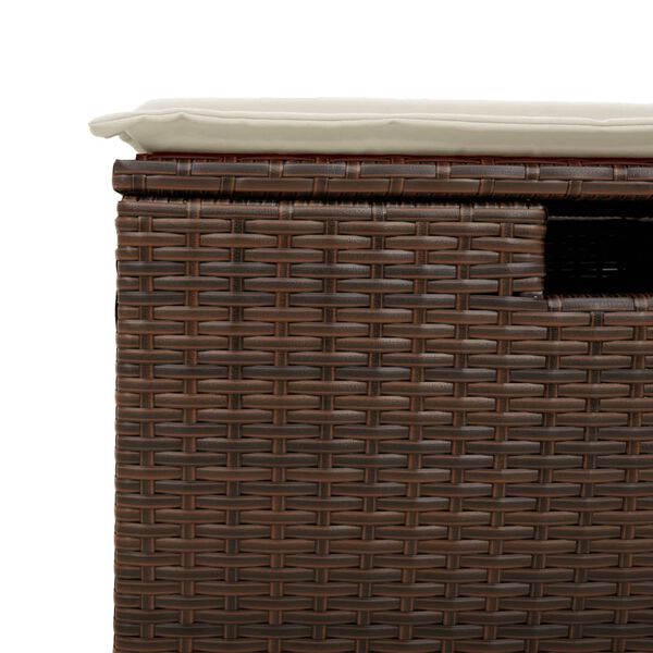 vidaXL Garden Stool with Cushion Brown 55x55x37 cm Poly Rattan
