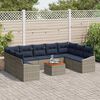 vidaXL Garden Sofa Set with Cushion 10 pcs Grey Poly Rattan