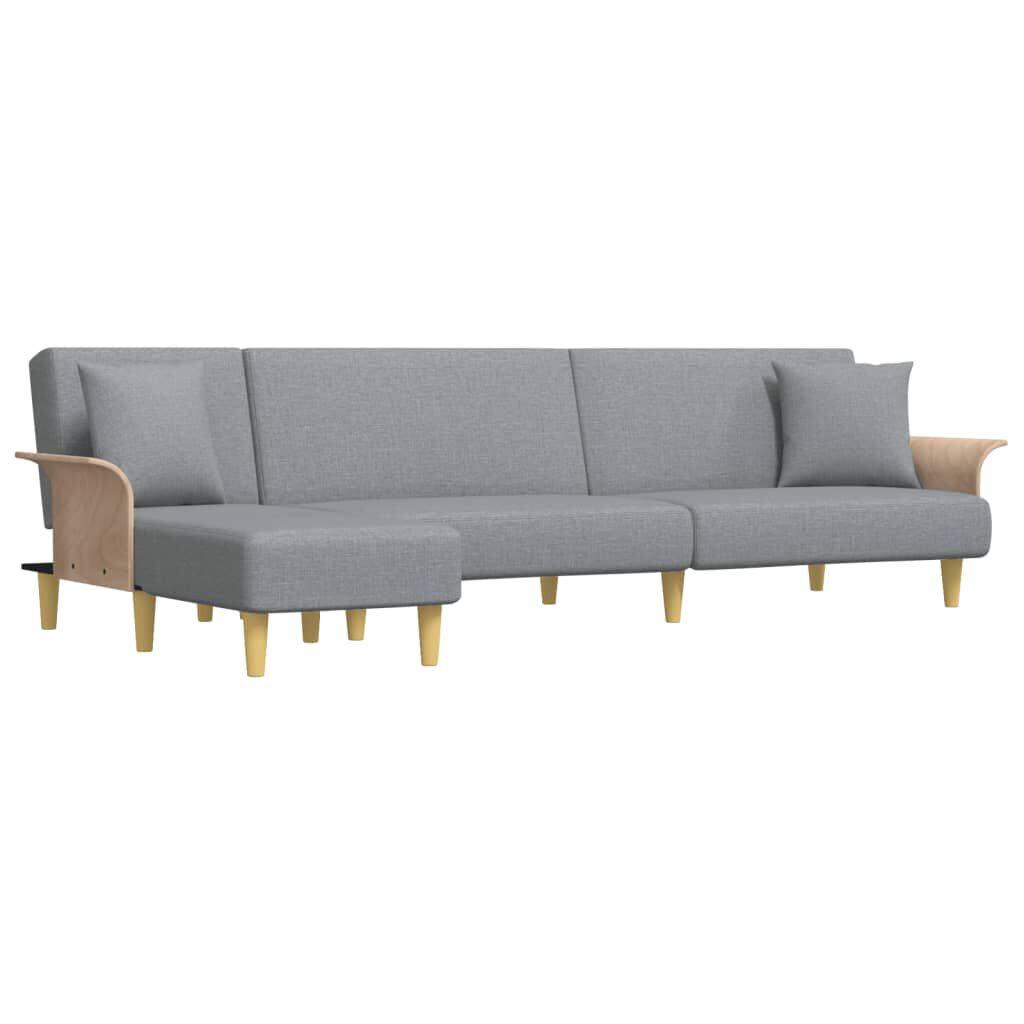 vidaXL L-shaped Sofa Bed Light Grey 279x140x70 cm Fabric