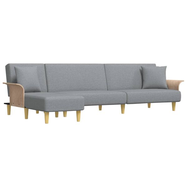 vidaXL L-shaped Sofa Bed Light Grey 279x140x70 cm Fabric