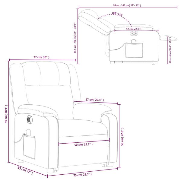 vidaXL Electric Stand up Massage Recliner Chair Dark Green Fabric