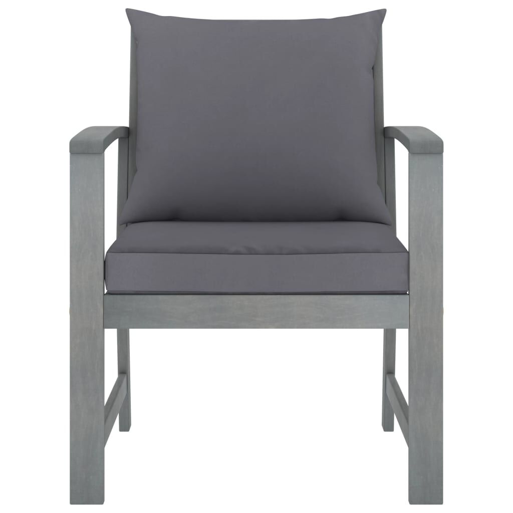 vidaXL Garden Chairs 2 pcs with Dark Grey Cushions Solid Acacia Wood