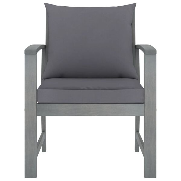 vidaXL Garden Chairs 2 pcs with Dark Grey Cushions Solid Acacia Wood