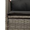 vidaXL 3 Piece Bistro Set with Cushions Grey Poly Rattan