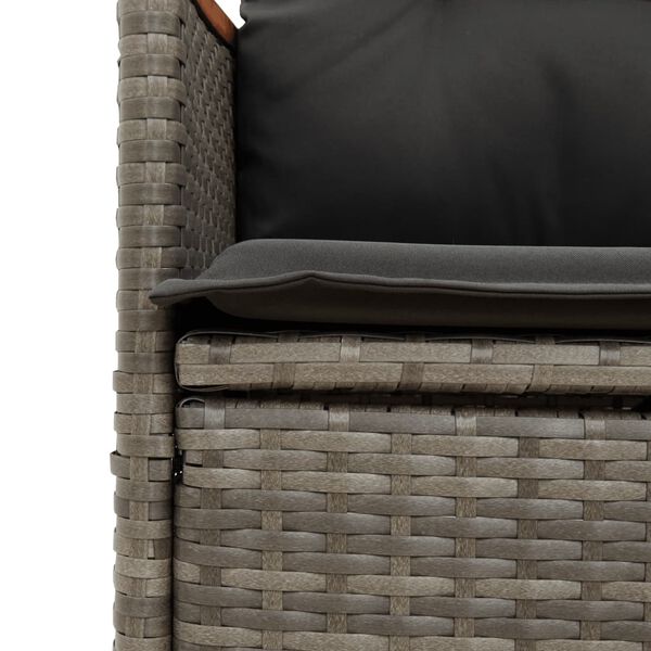 vidaXL 3 Piece Bistro Set with Cushions Grey Poly Rattan
