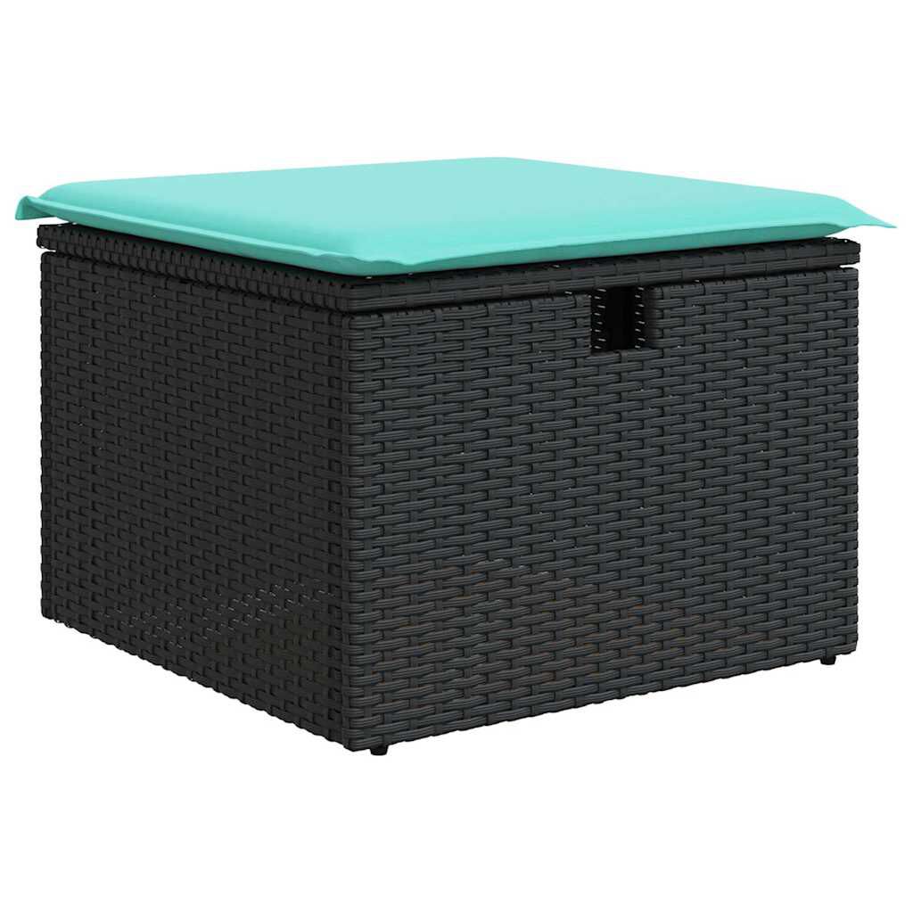 vidaXL 4 Piece Garden Sofa Set with Cushions Black Poly Rattan